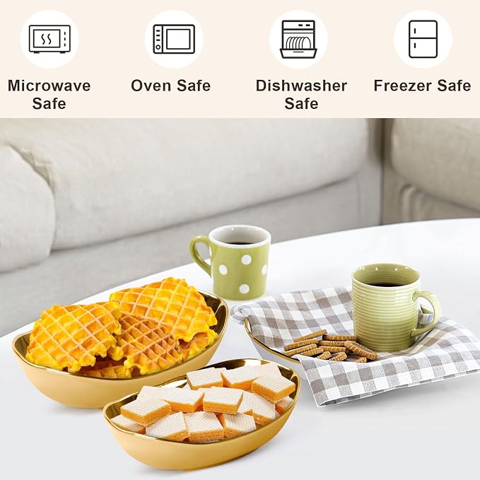 Fruit Bowl for Kitchen Counter,3 Tier Ceramic Fruit Basket with Metal Stand, Tiered Fruit Rack for Countertop, Modern Multi Serving Bowl for Party Dessert, Vegetable, Snack (Gold-White) - Image 8