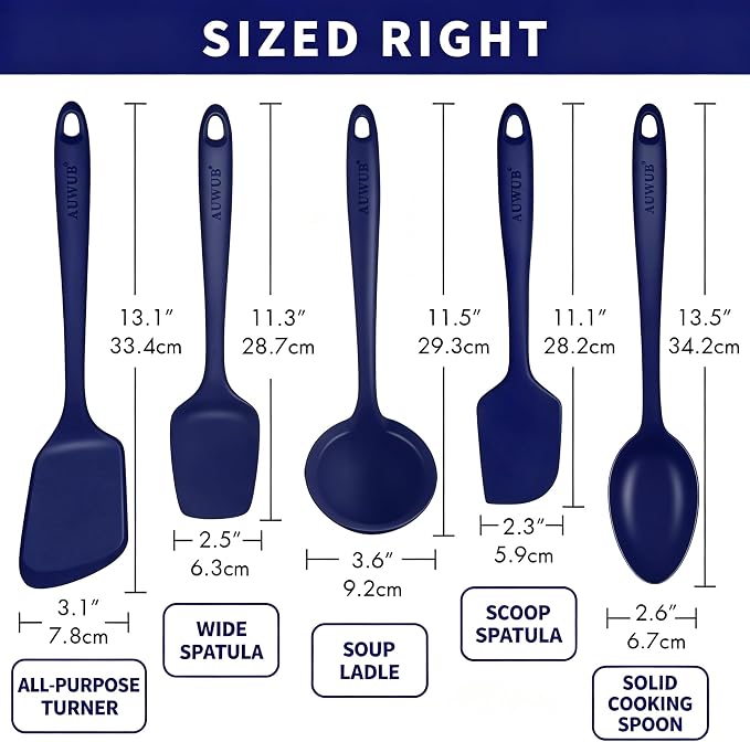 5PCS Silicone Kitchen Utensils Set, Heat Resistant Spatula Set | Cooking Tools Made of Food Grade BPA Free Silicone, Heat Resistant Design Protects Nonstick Cookware for Everyday Meals - Image 2