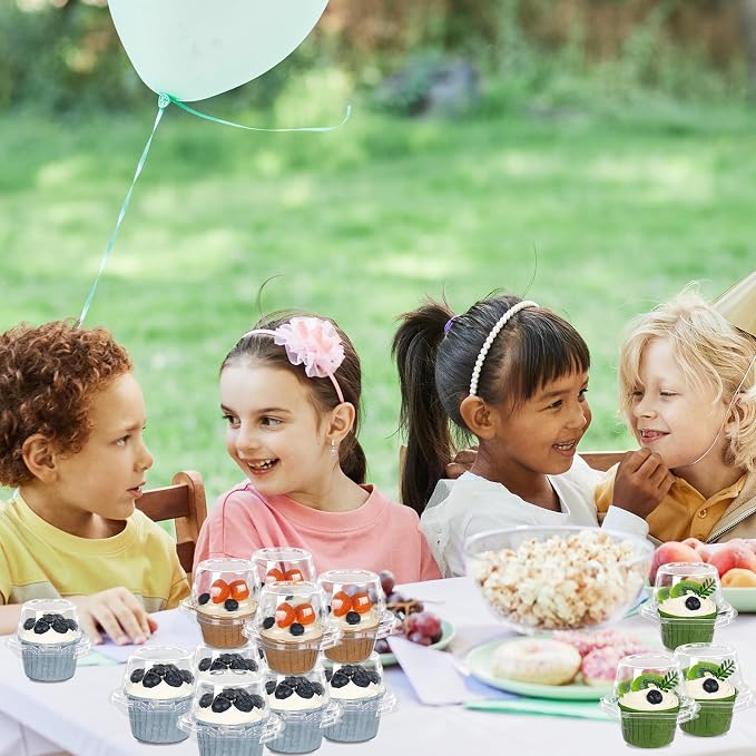 JarThenaAMCS 80 Pack Plastic Individual Cupcake Containers Clear Cupcake Boxes Holder Disposable Stackable Deep Dome Mini Cake Carriers for Cake Muffin Packaging - Image 5