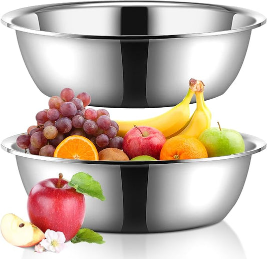 Yungyan 2 Pieces Large Mixing Bowl Stainless Steel Oversized All Purpose Steel Bowl Metal Bowl for Serving Baking Marinating for Home Cooking or Commercial(14.46 Quarts) by Yungyan