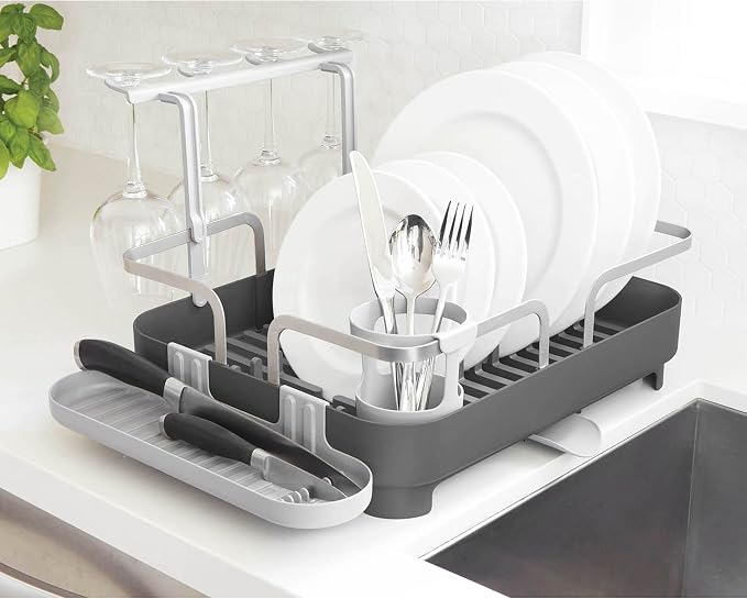 Umbra Holster Dish Rack– Molded Plastic Dish Drying Rack with Drainage Spout, Charcoal - Image 9