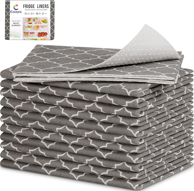 Cooyes 2 in 1 Refrigerator Liners & Fresh mats for Fridge Drawer and Glass Shelves, Absorbent Fridge Liners Washable, BPAfree Cloth Shelf Paper - Keep Produce Fresh Longer by Cooyes