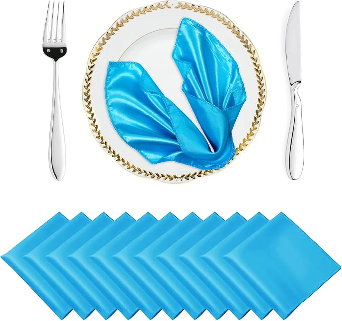 MDS® Pack of 100 Satin Napkins 12 x 12 Inch, Soft Silky Reusable Cloth Dinner Table Napkins for Wedding Décor, Reception, Birthday, Parties, Banquets, Catering, Restaurants & Hotel - Turquoise by MDS