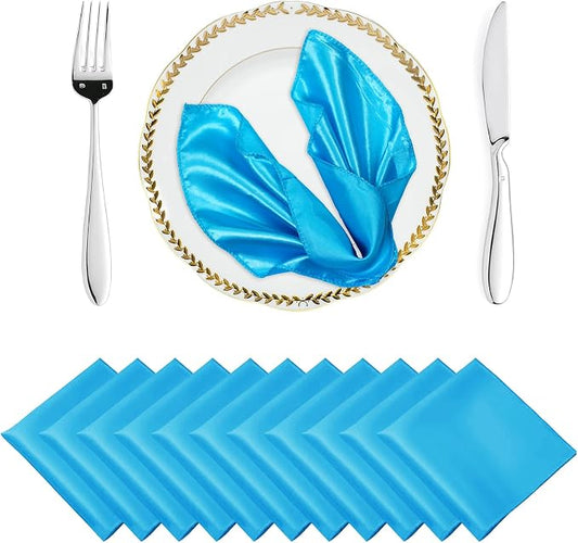 MDS® Pack of 50 Satin Napkins 12 x 12 Inch, Soft Silky Reusable Cloth Dinner Table Napkins for Wedding Décor, Reception, Birthday, Parties, Banquets, Catering, Restaurants & Hotel - Turquoise by MDS