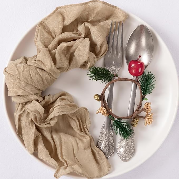 Cloth Napkins Set of 24 21"x21" Reusable Cheesecloth Napkins Bulk Nude | Boho Rustic Dinner Napkins Washable Gauze Table Napkins Cloth Hemmed Edges for Wedding Bridal Shower Family Gathering Decor - Image 6