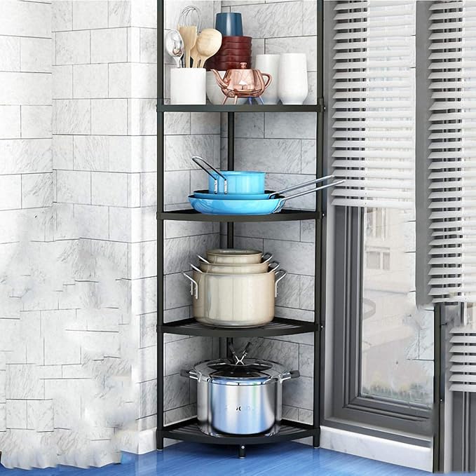 MAGCOLOR 5-Tier Kitchen Corner Shelf Rack, Free Standing Pot Rack for Organizer Stainless Steel Cookware Stand - Image 5