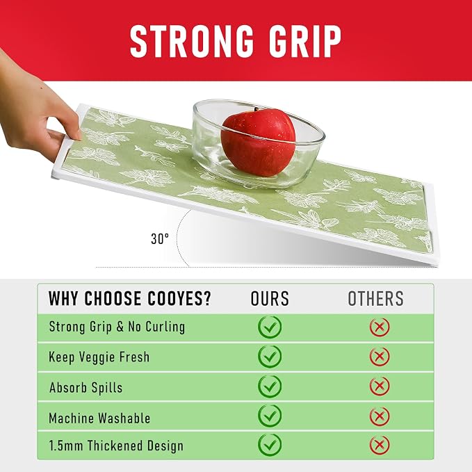 Cooyes Large Refrigerator Liners for Shelves, 12 Pack, 17.7" × 24", Fridge Drawer & Shelf Liners for Kitchen Cabinets Non-Adhesive, Breathable Cloth Material, Keep Produce Fresh Longer, Sage Green - Image 8