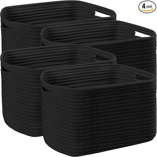 4 Pack Large Storage Baskets for Organizing, 16''Lx12''Wx8''H Woven Baskets for Storage Toys, Towels, Books, and Clothes, Cotton Rope Basket for Shelves with Handle by Unknown