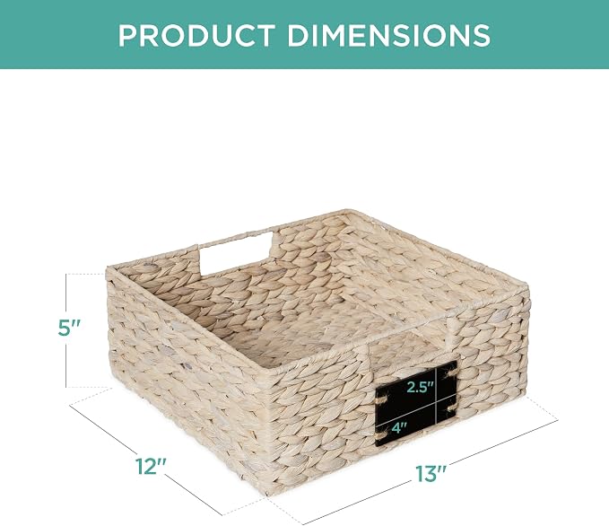 Best Choice Products Set of 4 13x12in Water Hyacinth Pantry Baskets, Woven Organizers w/Chalkboard Label, Chalk Marker - White - Image 7