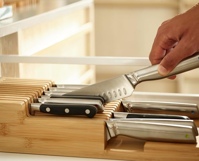 Joseph Joseph DrawerStore Knife Organizer, holds up to 12+ knives, Kitchen Organization & Drawer Storage, Bamboo - Image 5