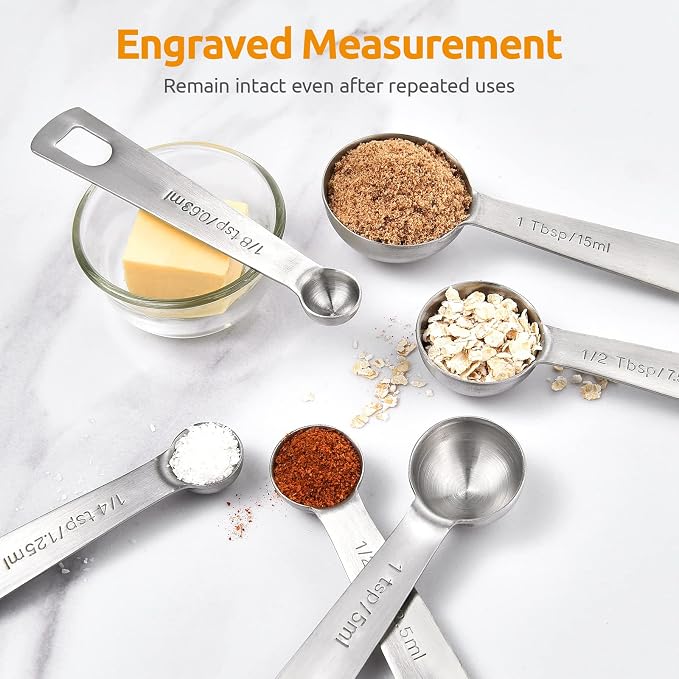 U-Taste 18/8 Stainless Steel Measuring Spoons Set for Dry and Liquid Ingredients(Set of 9), and Upgraded Measuring Cups and Spoons Set of 12 with Reinforced Welded Handle (Black) - Image 6