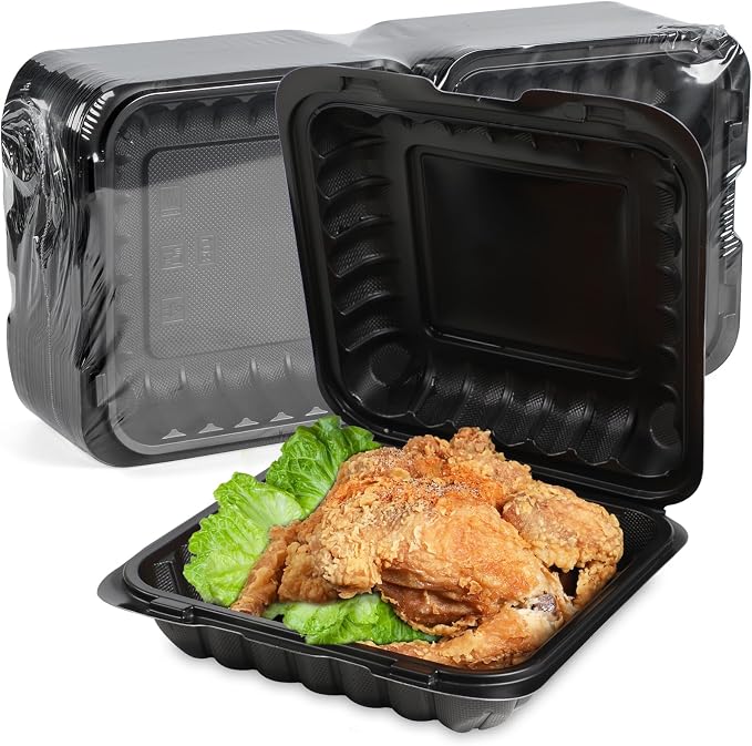 55-Pack 8x8 34oz Meal Prep Containers - Shrink Wrap Ready to Use | Heavy Duty Clamshell To-Go Boxes | BPA-Free & Stackable | Microwave, Freezer & Dishwasher Safe for Leftovers, Catering by FRESHPAK