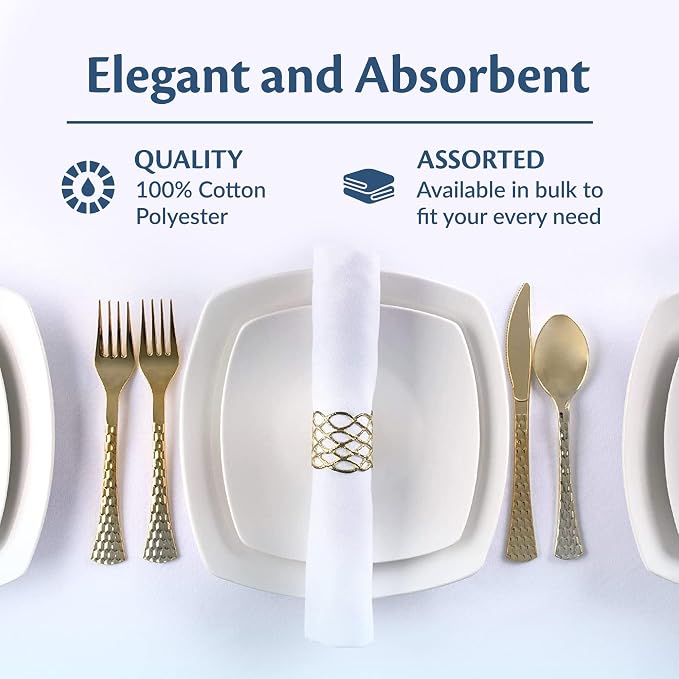 Restaurant Quality 100% Cotton Dinner Cloth Napkins, 20x20 Bulk Set of 60 | Elegant Clean-lined Hemmed Edges, Square Shape for Weddings, Hotels, Restaurants, And Classy Home Dinners - Image 4