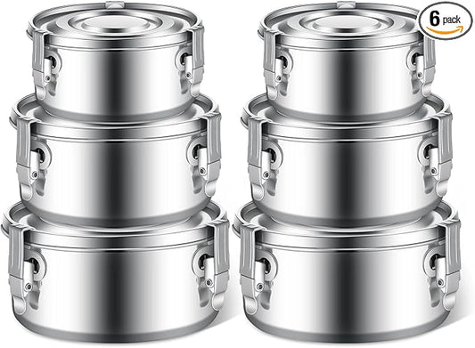 Zopeal 6- Piece Stainless Steel Food Storage Containers with Lids Leakproof Metal Lunch Boxes Stackable Reusable Canisters for Camping Trips Picnic Snacks Salad Soups, 3 Sizes(12oz, 22oz, 34oz) by Zopeal