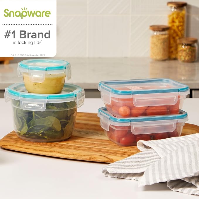 Snapware Plastic Total Solutions (10-Pack, Mixed Sizes) Food Storage Containers Set, Airtight & Leakproof Plastic Locking BPA-Free Lids Tupperware, Freezer Dishwasher Microwave Safe - Image 7