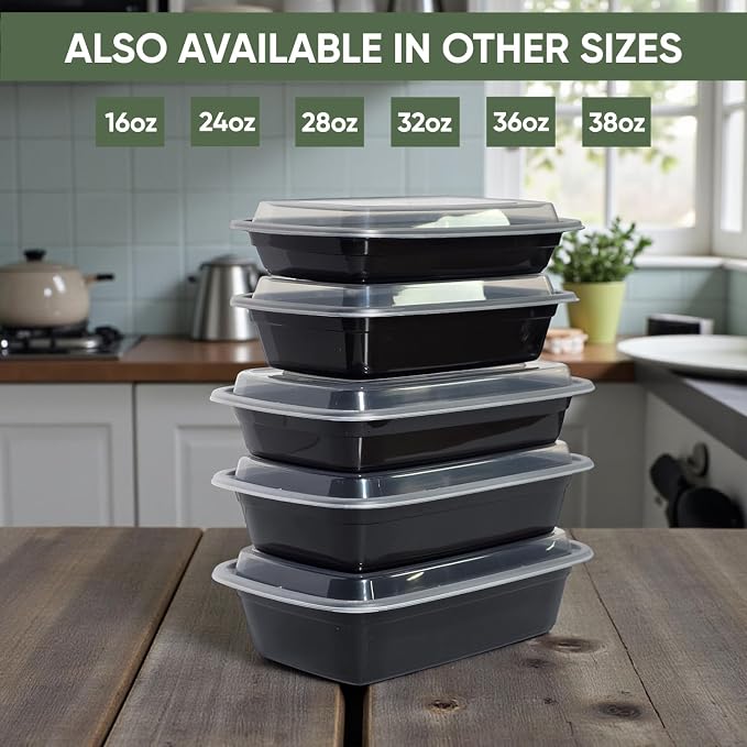 28 oz 150 Pack Meal Prep Containers BPA Free Leakproof Stackable Food Storage Containers with Lids, Microwave & Dishwasher Freezer Safe Reusable To Go Containers Bento Box Style Take Out Clear Plastic - Image 7