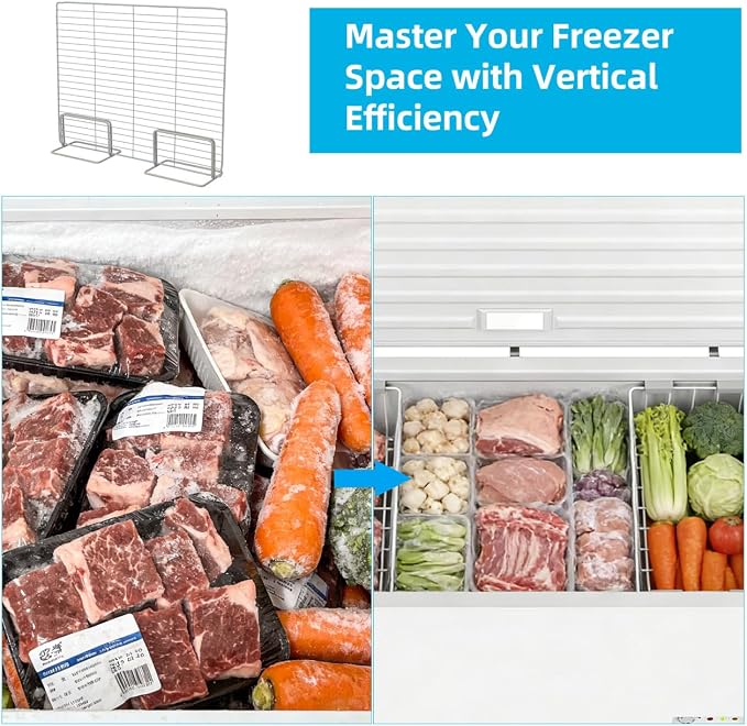 BESTYASH Freezer Partition Divider Wire Shelf Organizer Metal Fridge Shelf Separator for Home and Commercial Deep Freezer Storage 17.71X13.77X3.93In - Image 6