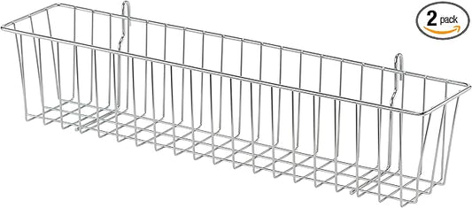 TRINITY EcoStorage 21-Inch Metal Hanging Basket to Use With Shelf Units and Storage Racks for Garage, Kitchen, and Closet Organization, NSF Certified, 20 Pound Capacity, Chrome, 2-Pack by TRINITY