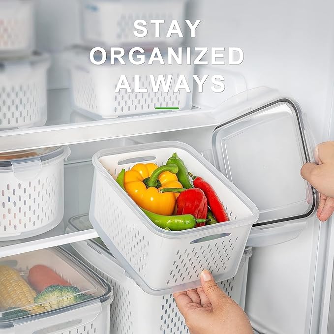 Fruit Storage Containers for Fridge with Removable Colander, Airtight Food Storage Container, Dishwasher Safe Produce Saver for Refrigerator, Keep Berry Fruit Fresh Longer 4 pcs Small Clear | Airtight Food Storage Container Dishwasher Safe Produce Save... - Image 6