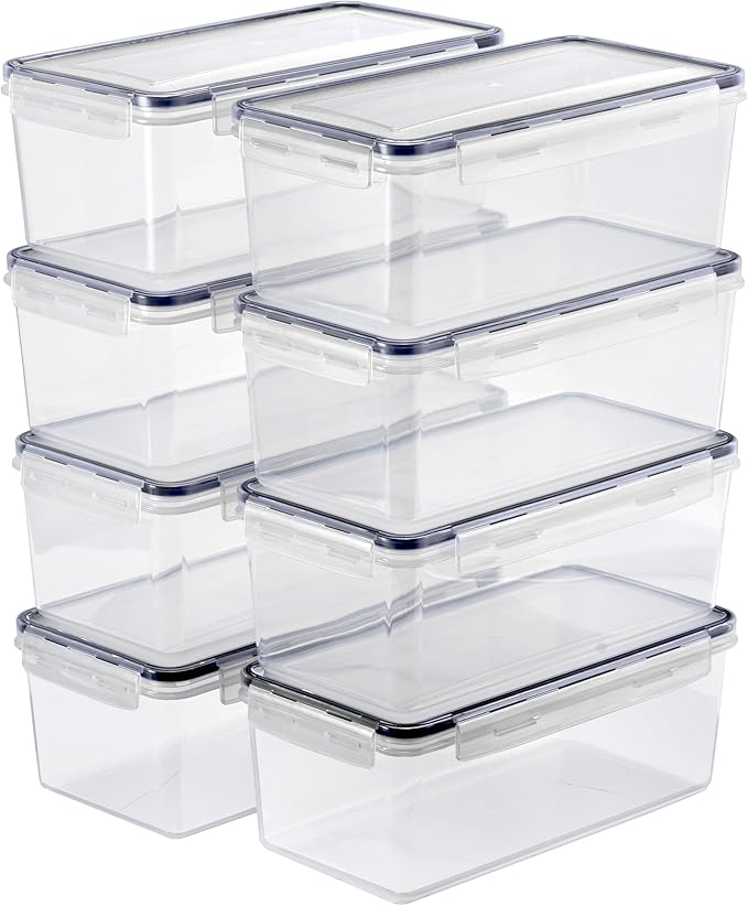 Sorbus Food Storage Containers - Pack of 8 - Air Tight, Four-Way Snap Lids Keeps Food Fresh - Store Cereal, Pasta, Flour, Nuts, Candy - Durable Plastic Kitchen Pantry Bins - Image 6