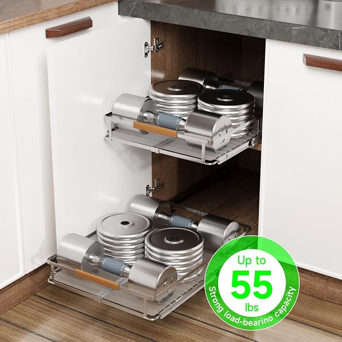 Expandable Pull-Out Cabinet Drawers, Slide-Out Shelves, Small 2 Pack | Smooth Slide-Out Access, Adjustable Fit, Pull-Out Organization, Small Cabinet Use, Space-Saving - Image 6