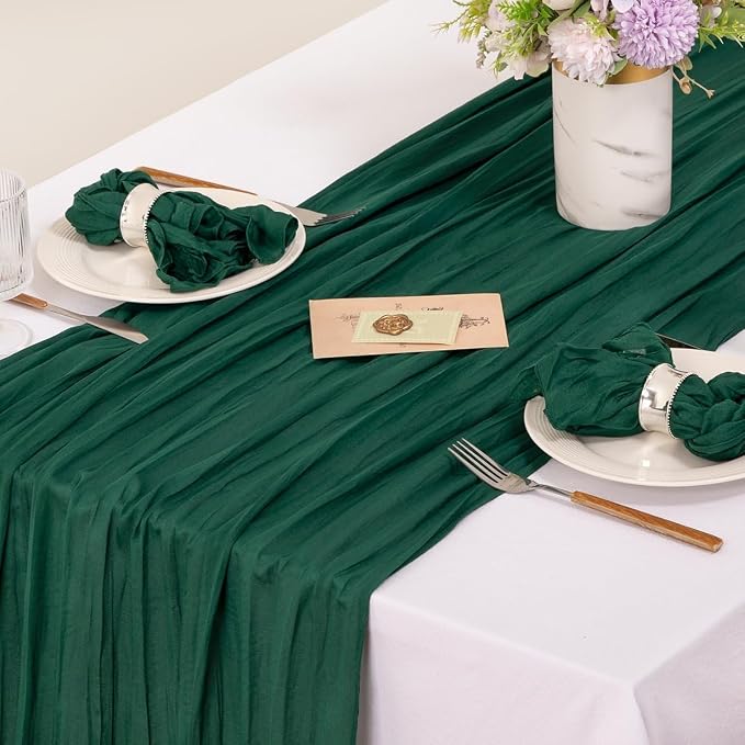 Cloth Napkins Set of 10 21"x21" Reusable Cheesecloth Napkins Emerald Green | Boho Rustic Dinner Napkins Washable Gauze Table Napkins Cloth Hemmed Edges for Wedding Bridal Shower Family Gathering Decor - Image 4