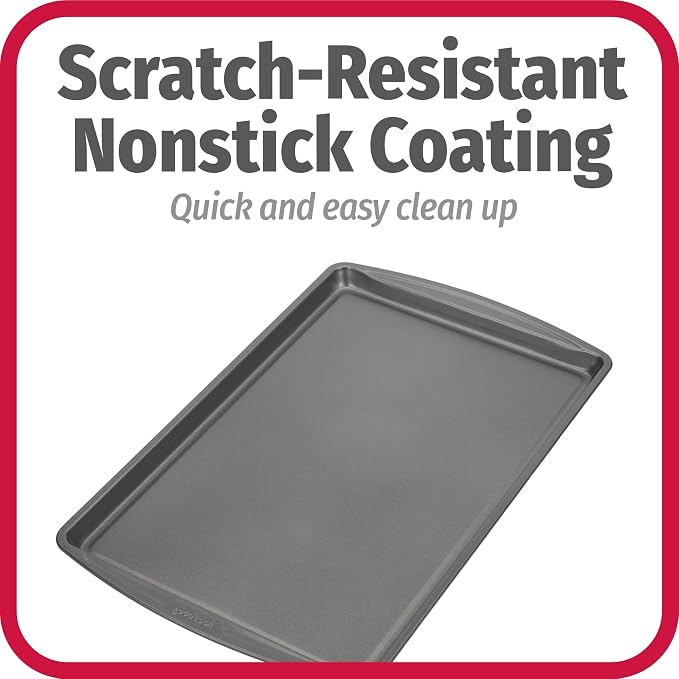 GoodCook Everday Nonstick Carbon Steel 17 x 11-Inch Baking Sheet Set, 2 Pack – Medium Sized Cooking Pans, Bakeware Set, Cookie Sheets for Baking, Oven Pan Set - Image 4