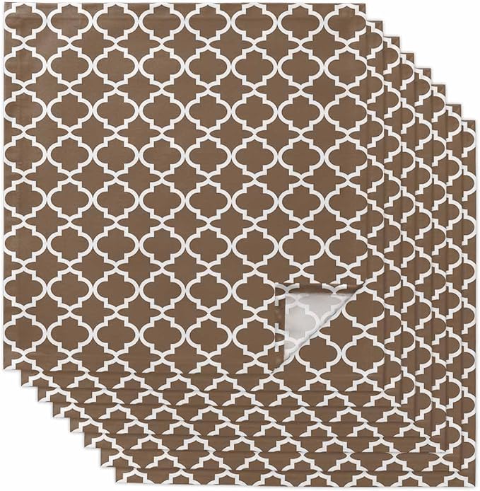 Cloth Napkins Set of 8-20x20 Inches, Brown Moroccon Washable Reusable Table Napkins, Retro Country Minimalist Abstract Motifs Soft & Absortbent Dining Napkin for Party Wedding Hotel Restaurant by Unknown