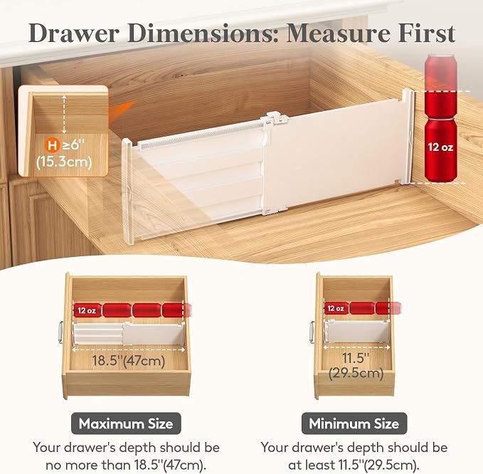 Lifewit 6" Tall Drawer Dividers, Adjustable Deep Drawer Organizer Clothes | 9 Pack 11.5"-18.5" Expandable White Plastic Separators for Dresser, Kitchen, Cabinet, Closet, Office Organization & Storage - Image 3