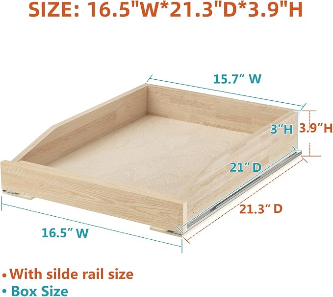 Pull Out Cabinet Drawer 16½” W x 21” D, Soft Close Pull Out Cabinet Organizer, Pull Out Shelves Requires at Least 17½” Cabinet Opening, Bottom Assembly - Image 3