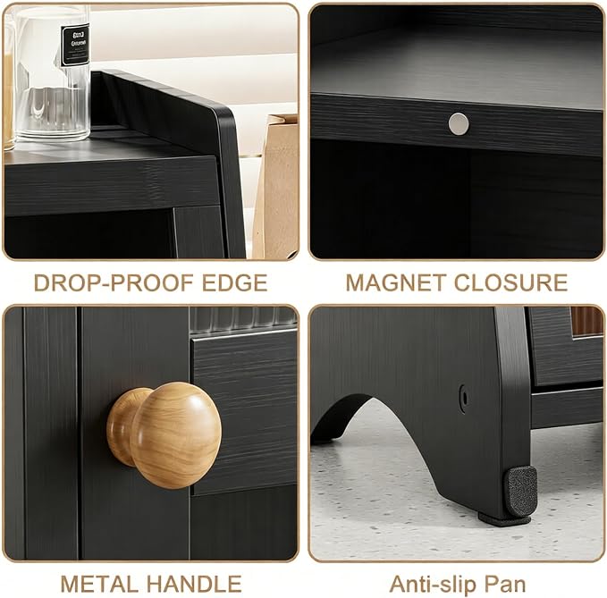 BAMBANG Bread Box for Kitchen Countertop, Extra Large Bamboo Bread Storage Container for Homemade Bread, Double Layer Breadox, Bread Bin Organizer for Counter Cabinet Pantry, Black - Image 5