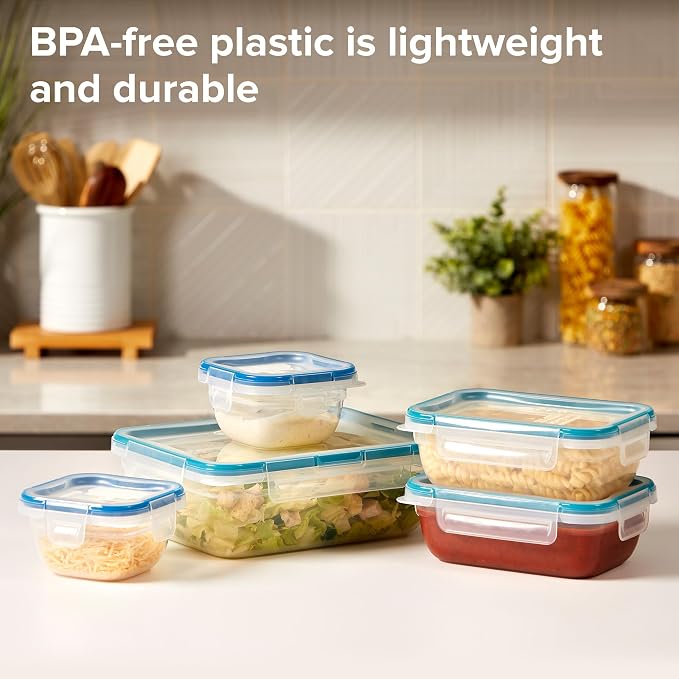 Snapware Plastic Total Solution (5-Pack, Mixed Sizes) Food Storage Set | Meal prep containers with plastic BPA-free lids with 4 locking tabs, microwave, dishwasher, & freezer safe - Image 3