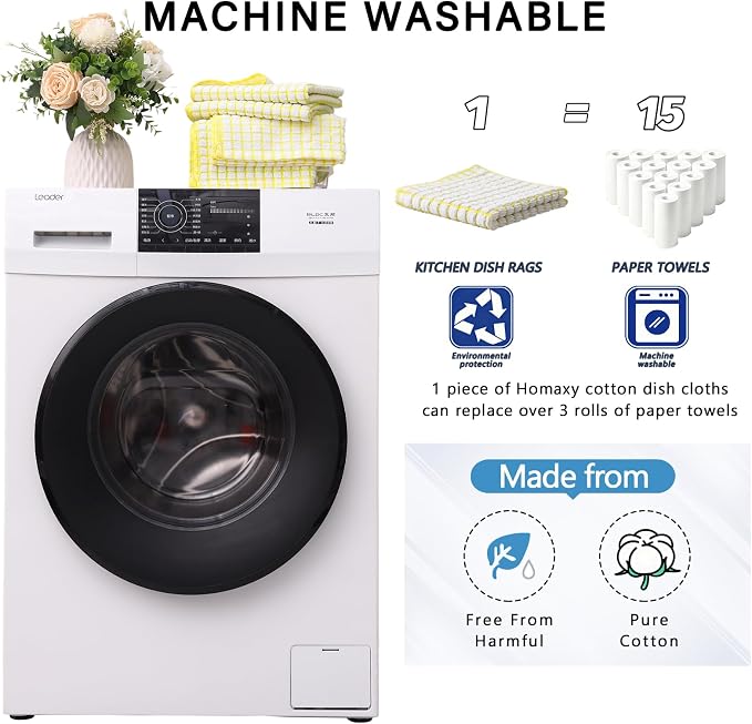 Kitinjoy Cotton 12 Pack Terry Kitchen Towels, Yellow | 16 x 25 Inches Super Soft and Absorbent Dish Towels, Quick Drying hand towels for kitchen Drying - Image 5
