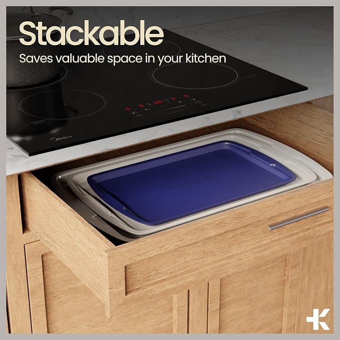 BAKKEN 6-Piece Kitchen Baking Pan Set - Royal Blue Color with Gray Ceramic Nonstick Coating, Commercial Grade Carbon Steel Bakeware, Baking Essentials, PFOA, PFOS, PTFE Free, Oven Safe (Up To 450° F) - Image 6