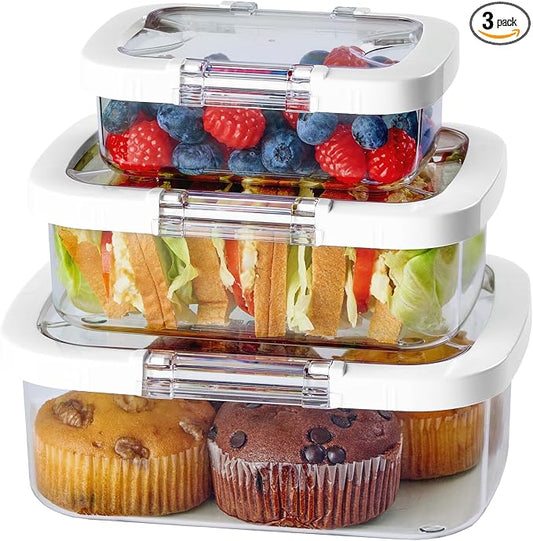 Felli Duo Loc Tritan Meal Prep Containers Microwave Safe BPA FREE, Leak Proof Lunchable Container for Leftovers Kitchen Fridge Freezer, Reusable Plastic On the Go Lunch Travel Box (Beginner 3pk) by Felli