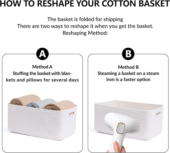 MiniArk Large Storage Baskets for Organizing, 17 x 13 x 7.5” Closet Shelf Baskets for Clothes Blanket Towels, Baby Nursery, Toy Bins Box, Woven Rope Baskets, 4 Packs Off White - Image 7