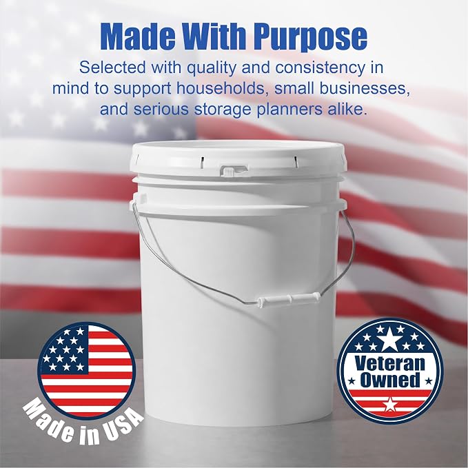 5 Gallon Bucket - Food Grade Bucket with Airtight Gasketed Tear Strip Lid, BPA-Free, Heavy-Duty 90 Mil HDPE Plastic Pail, Bulk Storage, Durable Container, Made in USA - White, 120 Packs | Airtight Gasketed Tear Strip Lid, Heavy-Duty 90 Mil HDPE Plastic... - Image 7