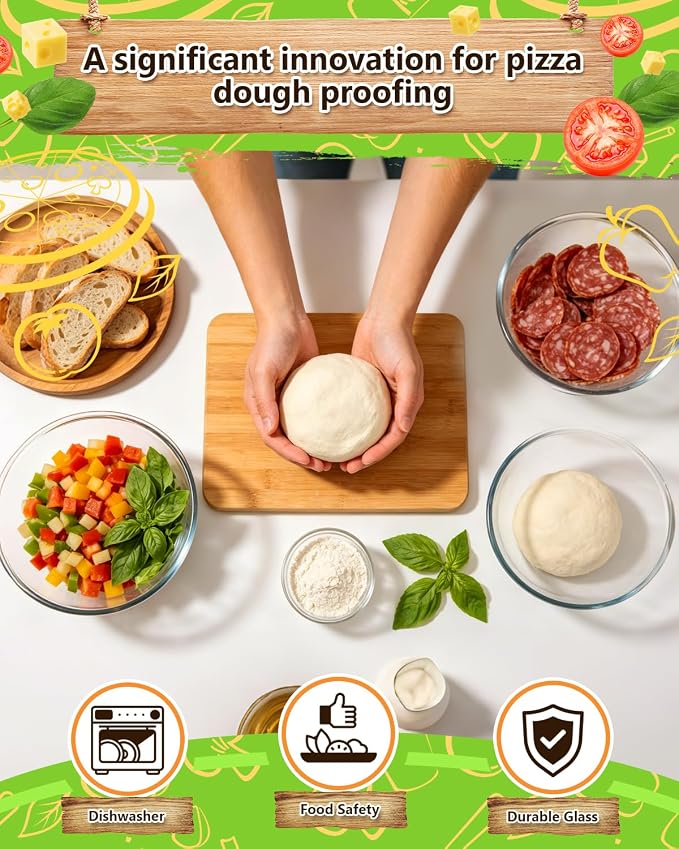 2 Pack Pizza Dough Proofing Container, 2000ML Glass Proofing Box with Clear Airtight Lid, Stackable Fermentation Storage for Dough Balls & Bread, Includes Cutter - Image 5