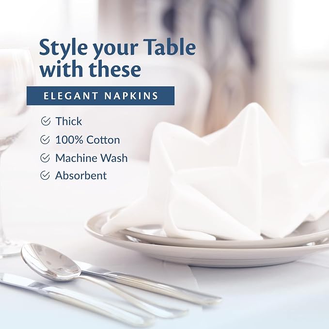 Restaurant Quality 100% Cotton Dinner Cloth Napkins, 20x20 Bulk Set of 60 | Elegant Clean-lined Hemmed Edges, Square Shape for Weddings, Hotels, Restaurants, And Classy Home Dinners - Image 5