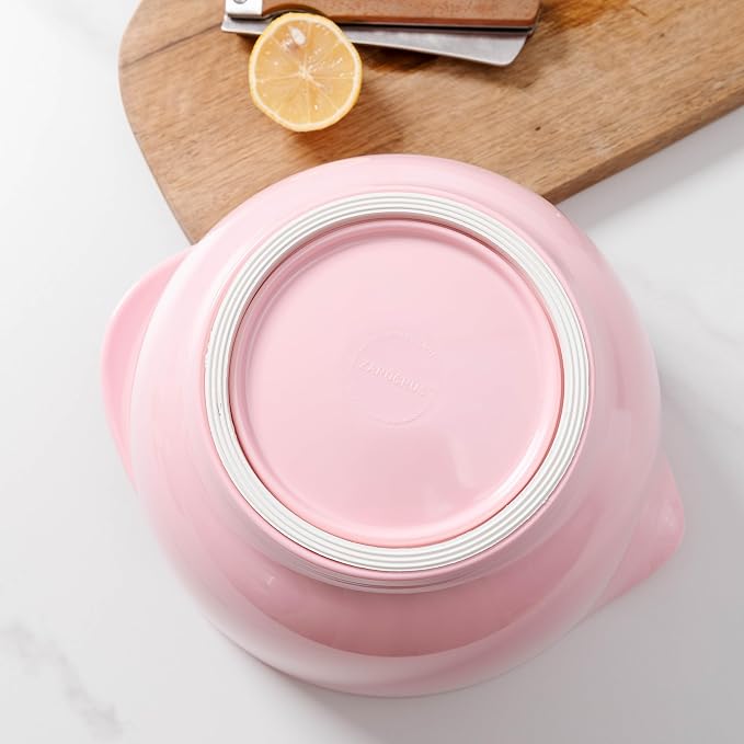 Nesting Melamine Mixing Bowl Set with Pour Spouts, Set of 3, Nesting Design Saves Space, Non-Slip, Size 2, 2.9 and 3.9qt, for Prepping, Mixing, Baking, Cooking, Pink - Image 7