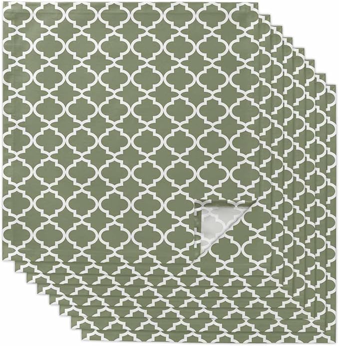 Cloth Napkins Set of 8-20x20 Inches, Green Morocco Washable Reusable Table Napkins, Boho Farmhouse Abstract Geometric Simple Soft & Absortbent Dining Napkin for Party Wedding Hotel Restaurant by Unknown