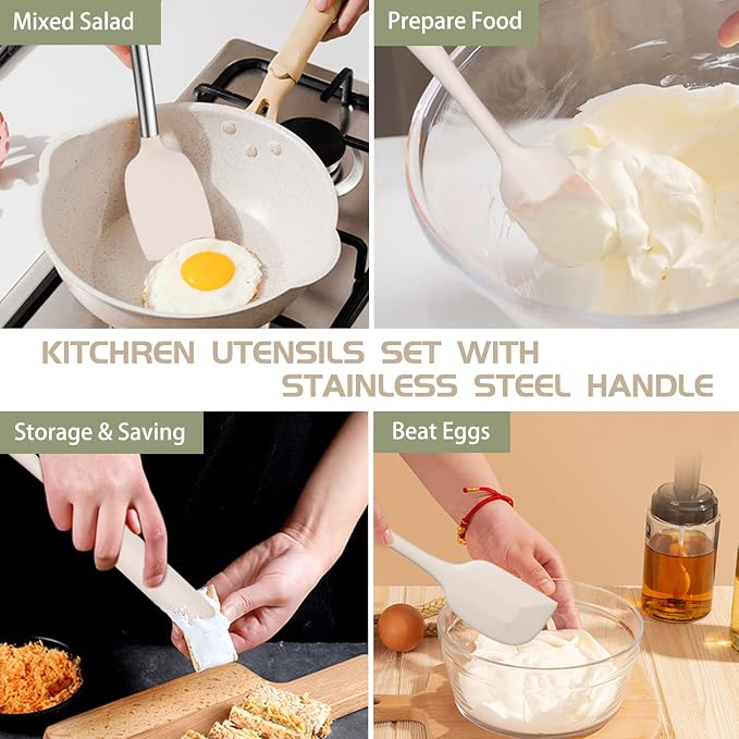 Stainless Steel Kitchen Cooking Utensil Set, Umite Chef 15 pcs Utensils - Nonstick Cookware Set Spatula -Kitchen Gadgets Tools Gift - Image 3