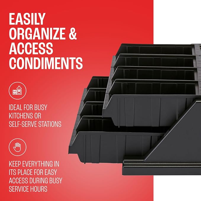 Cambro Versa Self Serve Condiment Bin - 8 Storage Bins - Ideal for Food and Coffee Condiments (Black) - Image 5