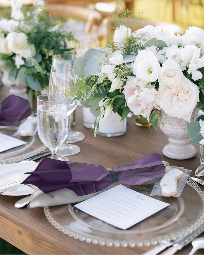 Geometric Purple Gray Ombre Cloth Napkins Set of 8, Modern Abstract Art Dinner Napkins Cloth Washable, Cocktail Napkins Reusable for Wedding, Party, Birthday (20"x20") - Image 2