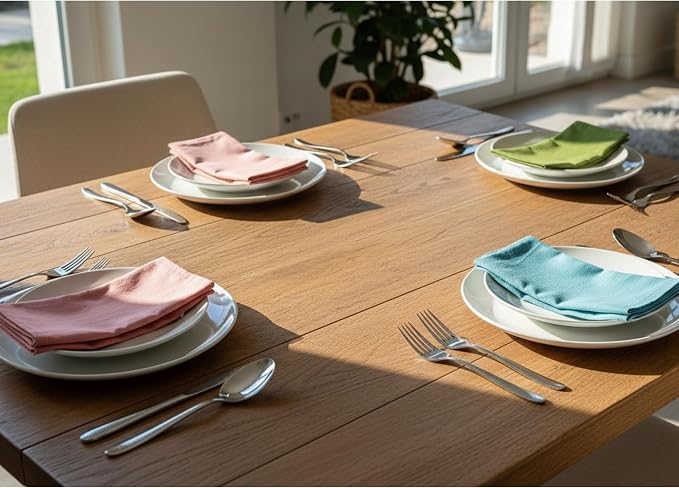 Multicolor Cloth Napkins Set of 12, 100% Pure Cotton Reusable Dinner Napkins, Soft Washable Absorbent Handloom Fabric Napkins for Lunch, Party, Home Kitchen (17" x 17" (Set of 12)) - Image 4