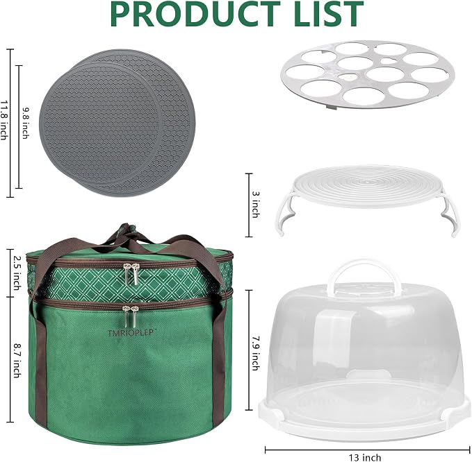 TMRIOPELP Tall Cake Carrier with Lid and Handle Insulated Cake Container Cake Transport Carrier Ideal for Pies Cupcakes and Pastries Perfect for Safe and Secure Cake Delivery (Green, 12 inch) - Image 6