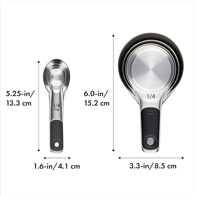 OXO Good Grips Stainless Steel Measuring Cups and Spoons 8-Piece Set,4 Cups and 4 Spoons,(Pack of 2) - Image 7