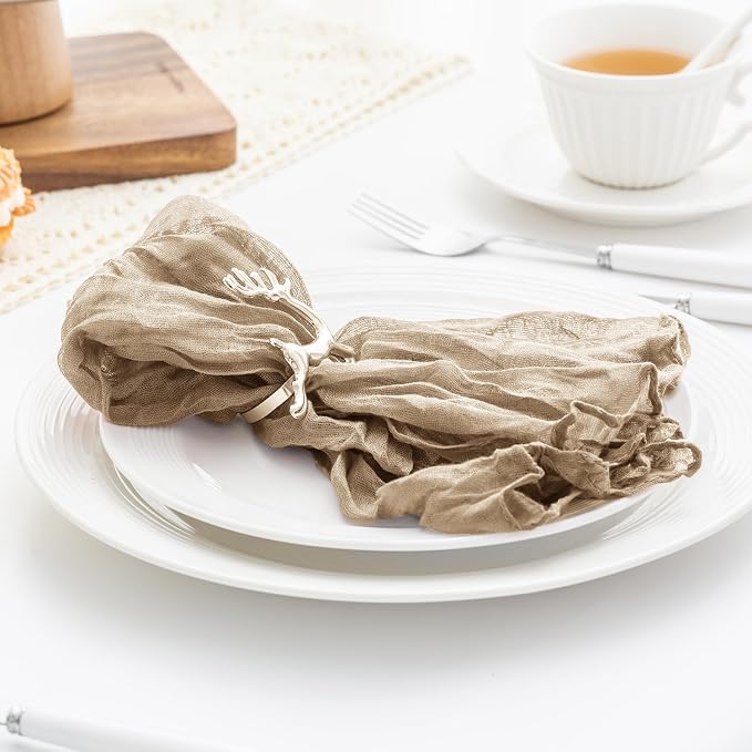 60 Pack Sand Cheesecloth Napkins 21x21 Inches Sand Cloth Napkins Set of 60 Washable Dinner Table Napkins for Wedding Rustic Boho Cotton Gauze Party Bridal Baby Shower Family Gathering Table Decor - Image 5
