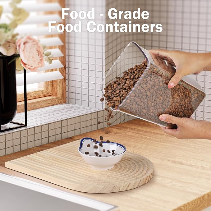 Melovom 8 Pcs Pop Food Storage Containers Airtight Food Storage Containers Set with Lids Kitchen Pantry Organization and Storage, 3.4Qt, 2.8Qt, 2.1Qt, 1.2Qt - Image 8