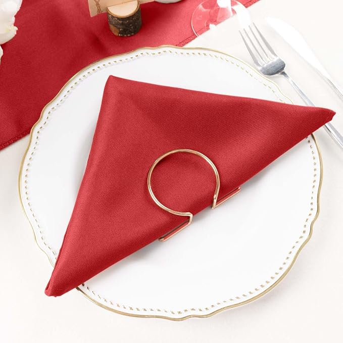 Efavormart Premium Cloth Napkins Set of 5, 20x20 Inch Red Seamless Dinner Napkins, Washable Linen Table Napkin Cloth with Hemmed Edges for Weddings, Party and Banquet - Image 2